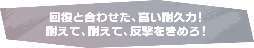 回復と合わせた、高い耐久力！耐えて、耐えて、反撃をきめろ！