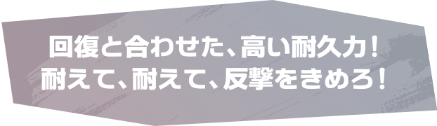 回復と合わせた、高い耐久力！耐えて、耐えて、反撃をきめろ！