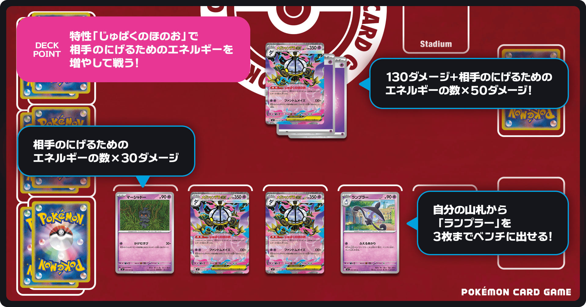 DECK POINT 特性「じゅばくのほのお」で相手のにげるためのエネルギーを増やして戦う!